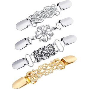 4 Pieces Vintage Sweater Shawl Clips Retro Cardigan Collar Clips Dress Shirt